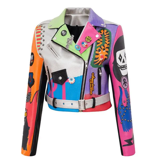 Women and Men Unisex PU Leather Jacket S-3XL