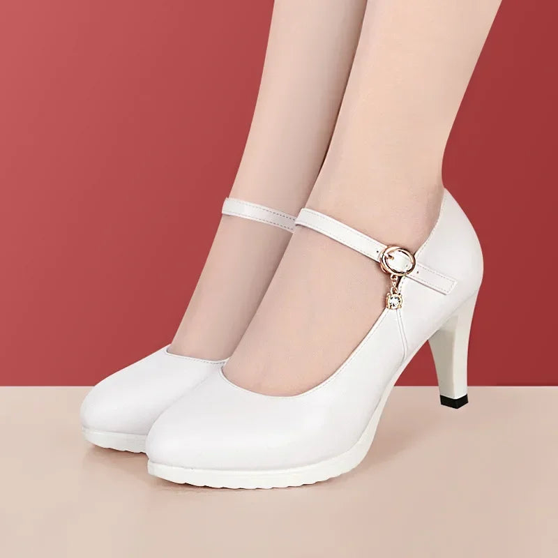 Genuine Leather Platform Pumps Shoe