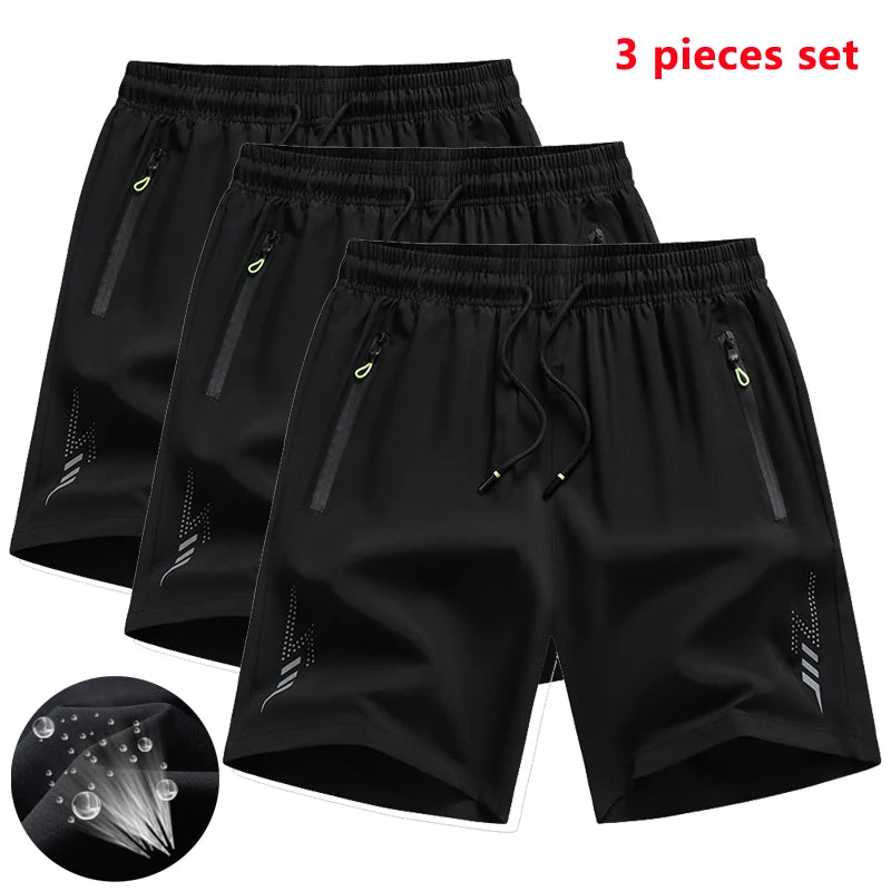 3 Pieces Men's Running Shorts Sports Gym Quick Dry Workout Training Fitness Jogging Short Pants