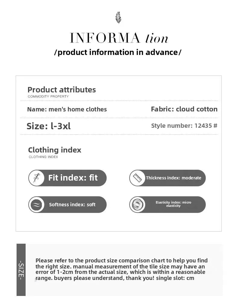 Men Spring Cloud Cotton Pajama Set Sleepwear