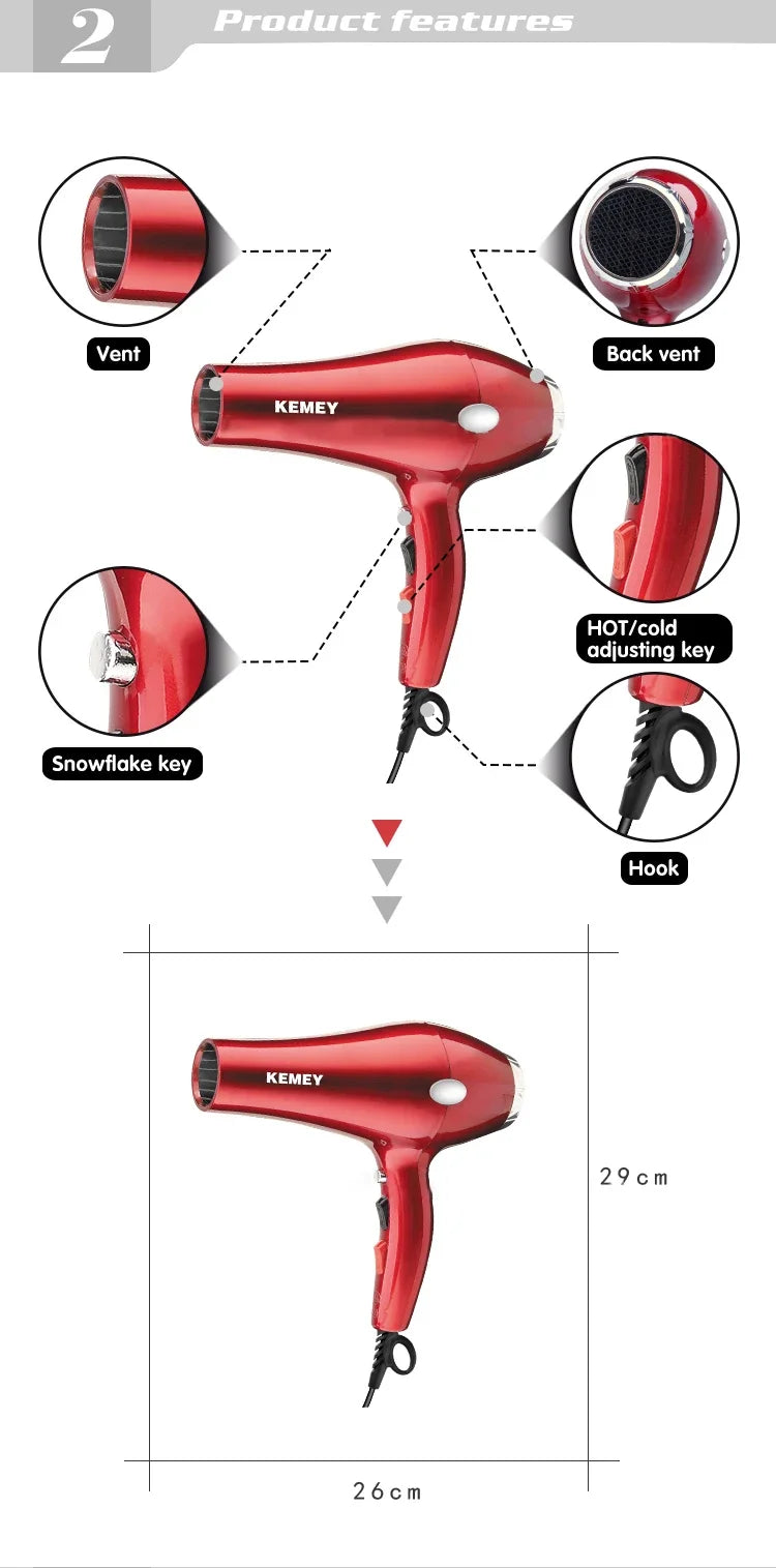 KM-5821 high-quality negative ion 3500W high-power dual speed cold and hot hair dryer