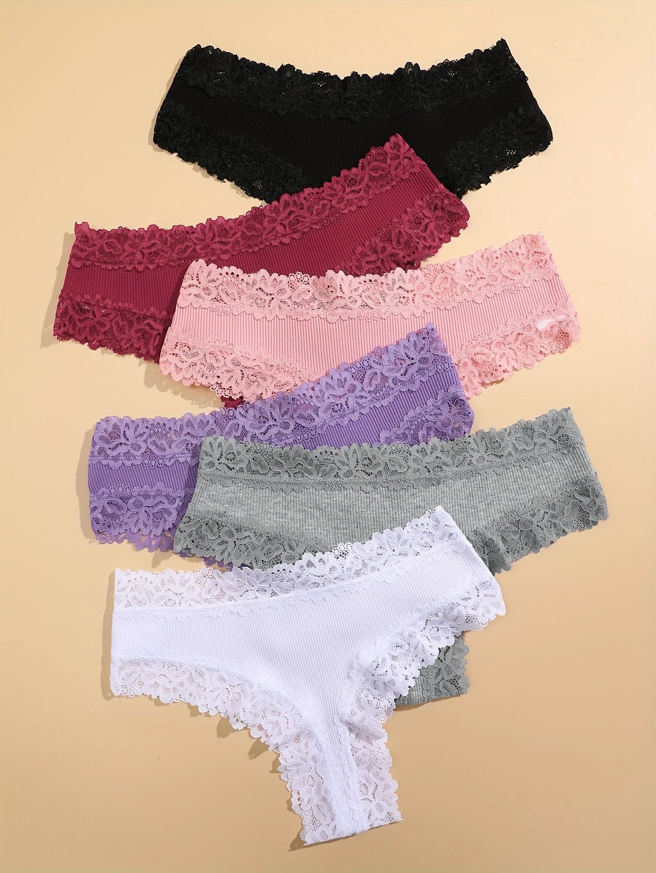 10PCS/Set Women Lace Cotton Panties Sexy Low-Waist