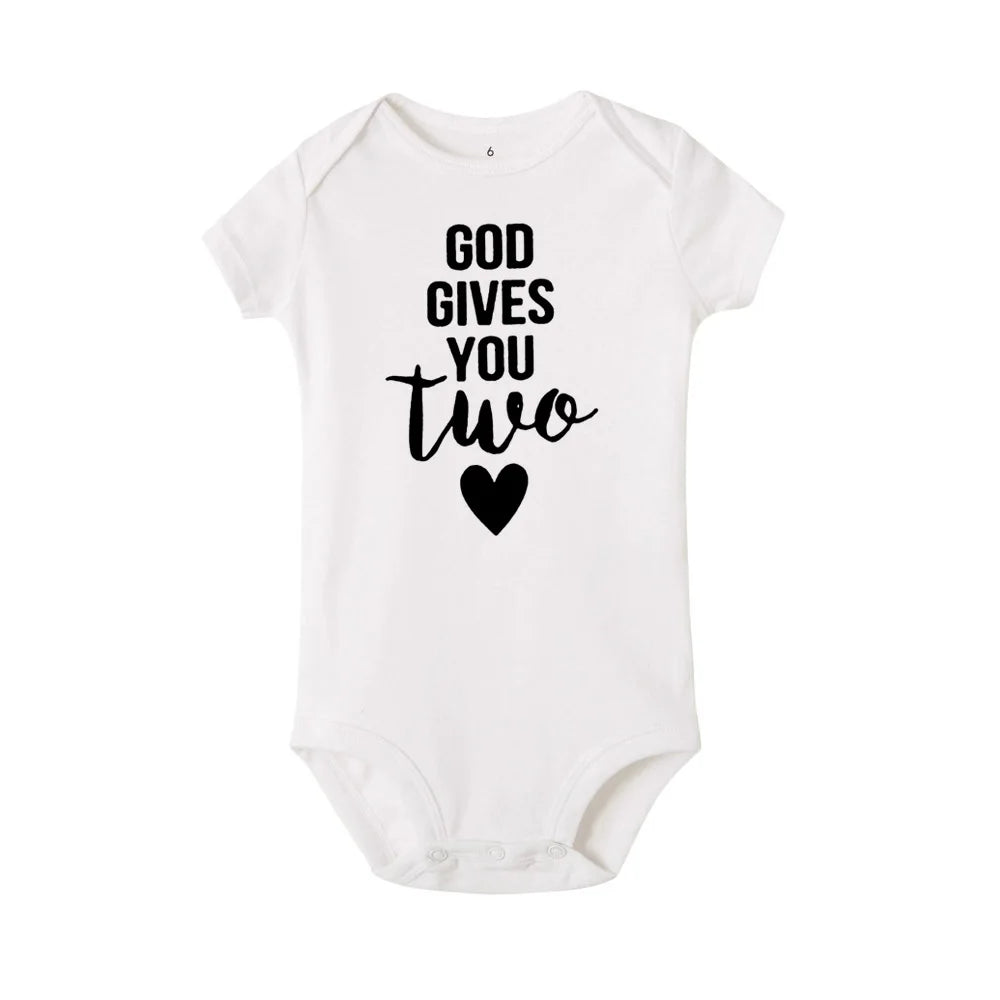 Twins Summer Newborn Baby Bodysuit Short Sleeve Unisex Boy Girls Jumpsuit