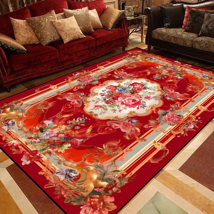 Luxury European Floral Carpets for Living Room Bedroom Carpet Home Floor Mat