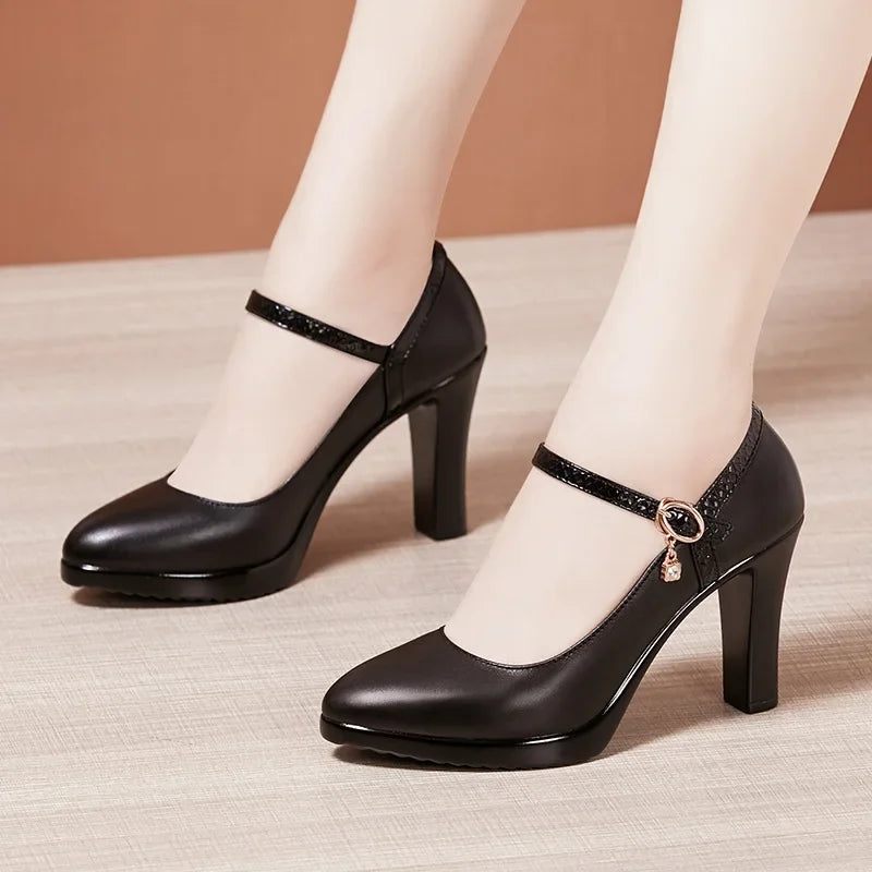 Patent Leather Shoes Women High Heels Mary Janes Platform Pumps
