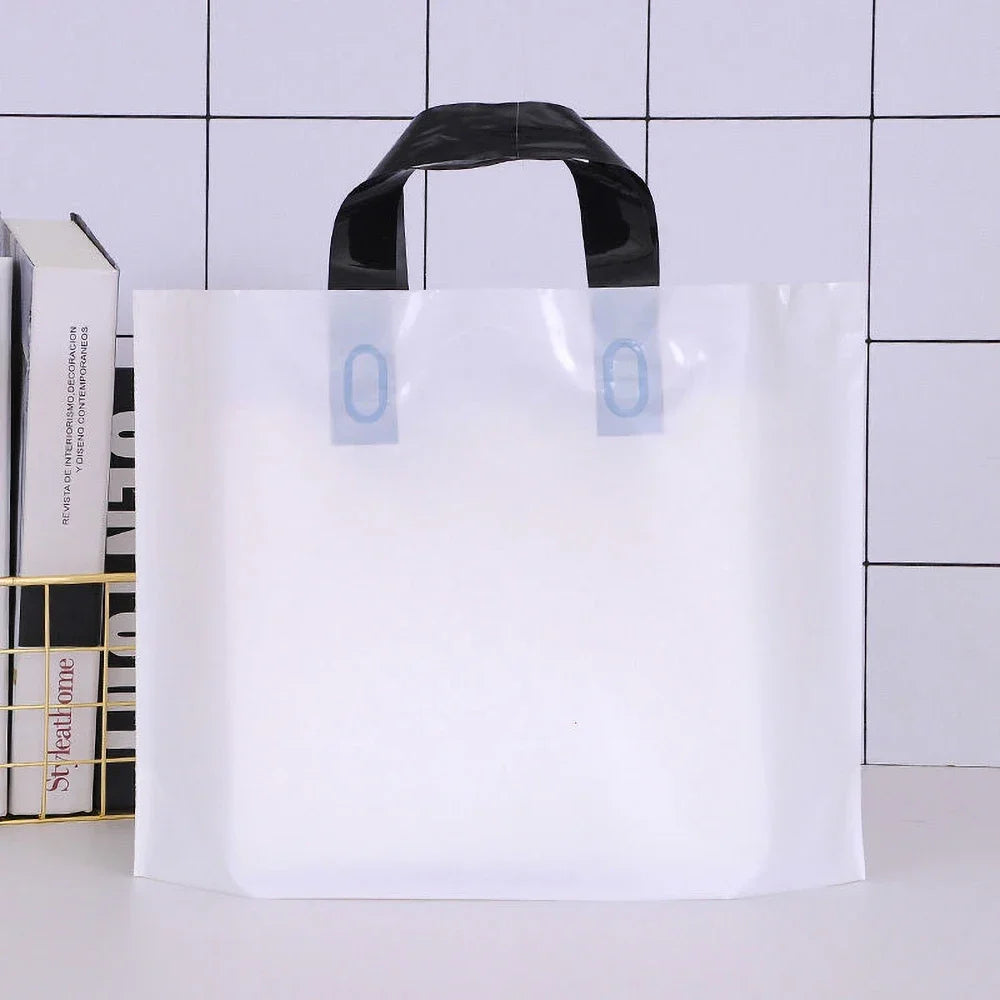 100pcs Custom Logo Colorful Shopping Bags With Handle Plastic Gift Bag Print One Color Logo On One-sided Free Design Print