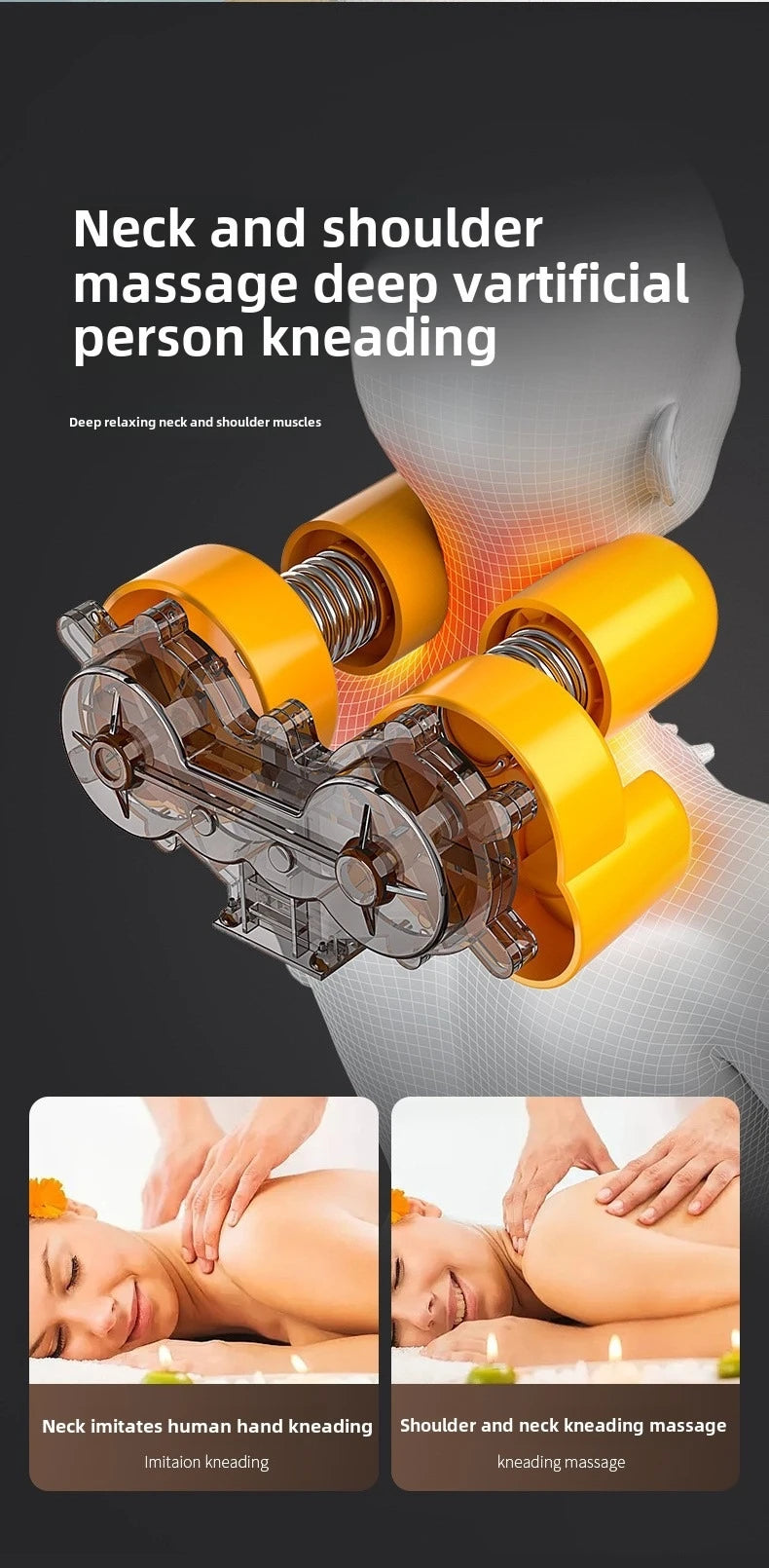 3D Massage cushion Shiatsu Neck & Back with Heat Full Back Rolling Massage Chair Pad with Height Adjustment Airbags Waist Hips