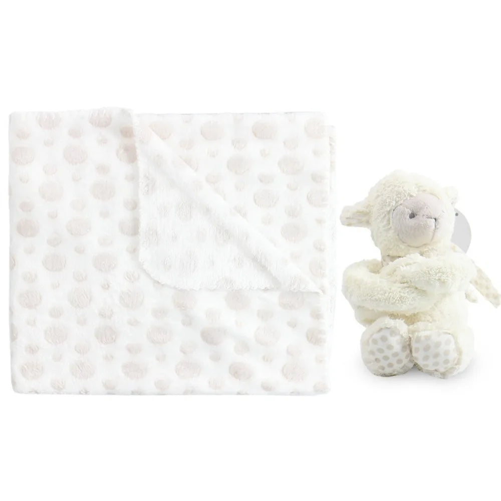 2pcs/set Stuffed Animal Plush Newborn Baby Flannel Blanket for Sleeping 75*100cm