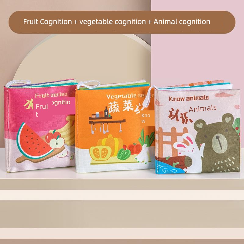 Baby Cloth Book Early Education Baby Tear-Proof Biteable Three-Dimensional Shredded Book 6 Months Cognitive Puzzle Sound Toy