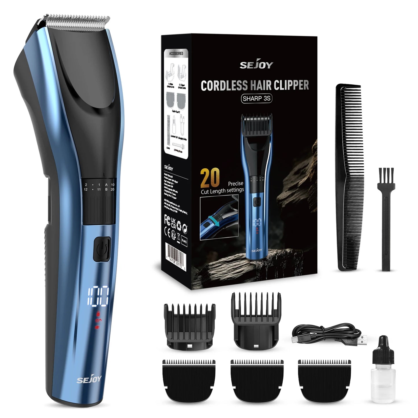 Unisex Hair Trimmer Electric rechargeable LED Display Hair Clipper Beard Shaving Body Trimmer Professional Barber
