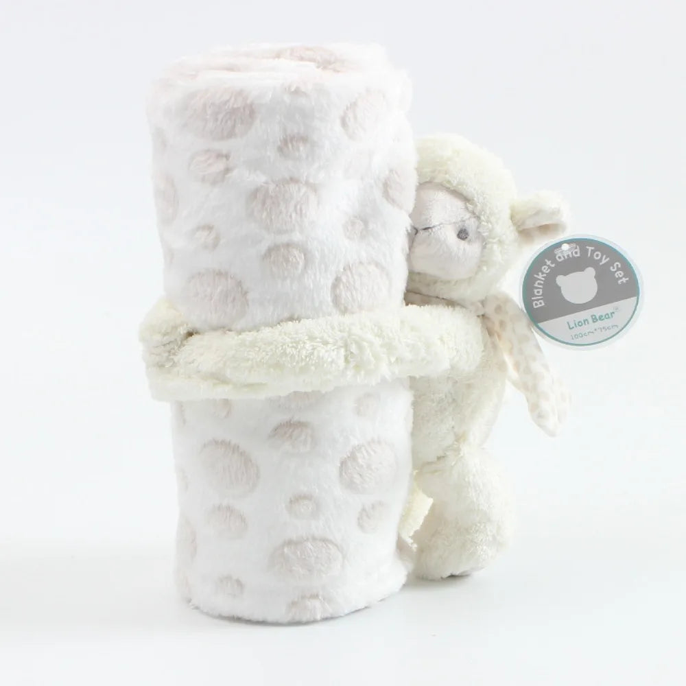 2pcs/set Stuffed Animal Plush Newborn Baby Flannel Blanket for Sleeping 75*100cm