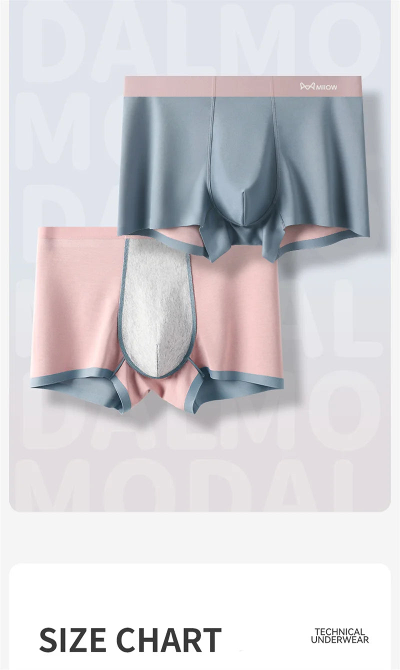 3Pcs 100% Cotton Silk Crotch Men's Antibacterial Boxers