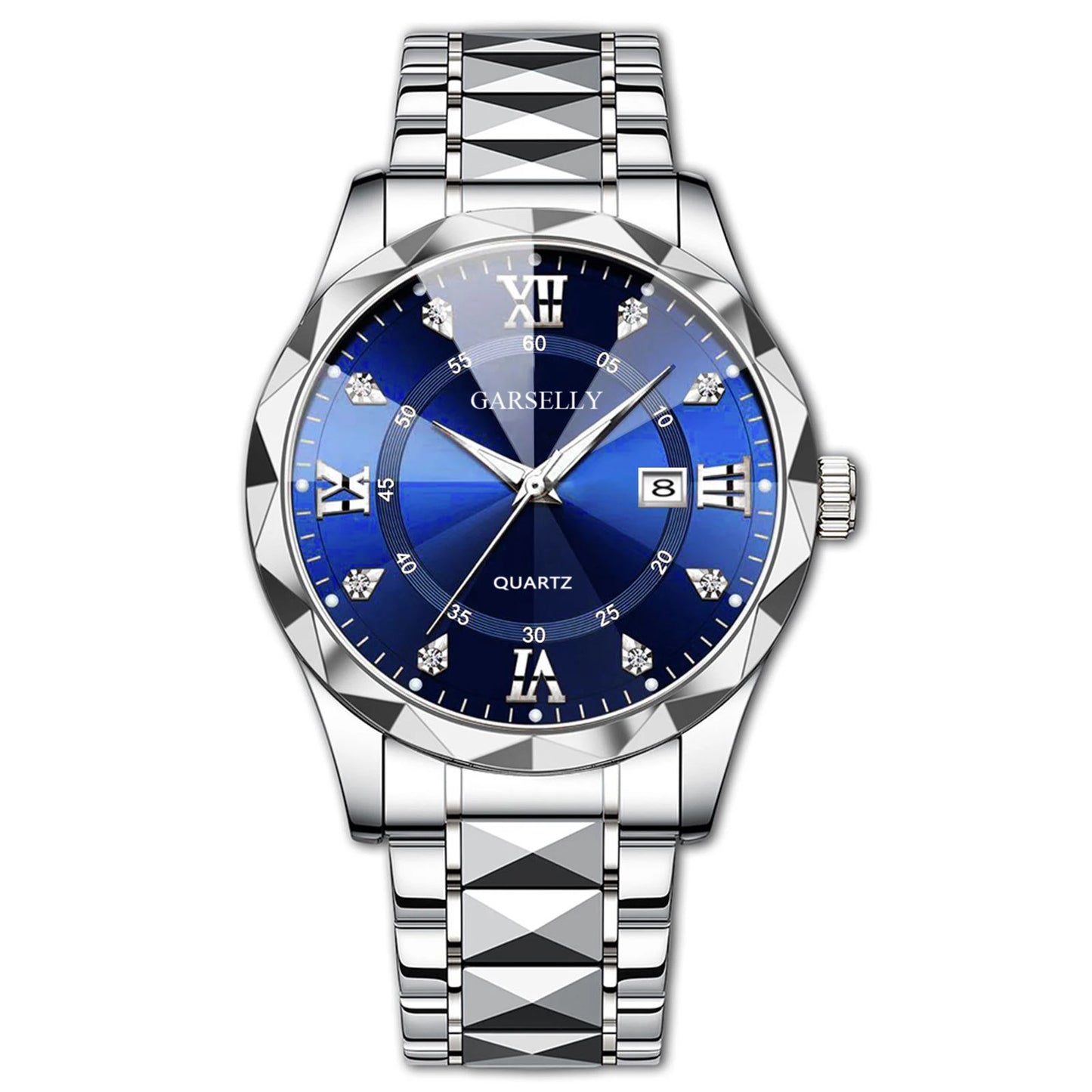 Luxury Men's Watches Date Week Stainless Steel Waterproof Luminous Classic Business Men Wristwatch