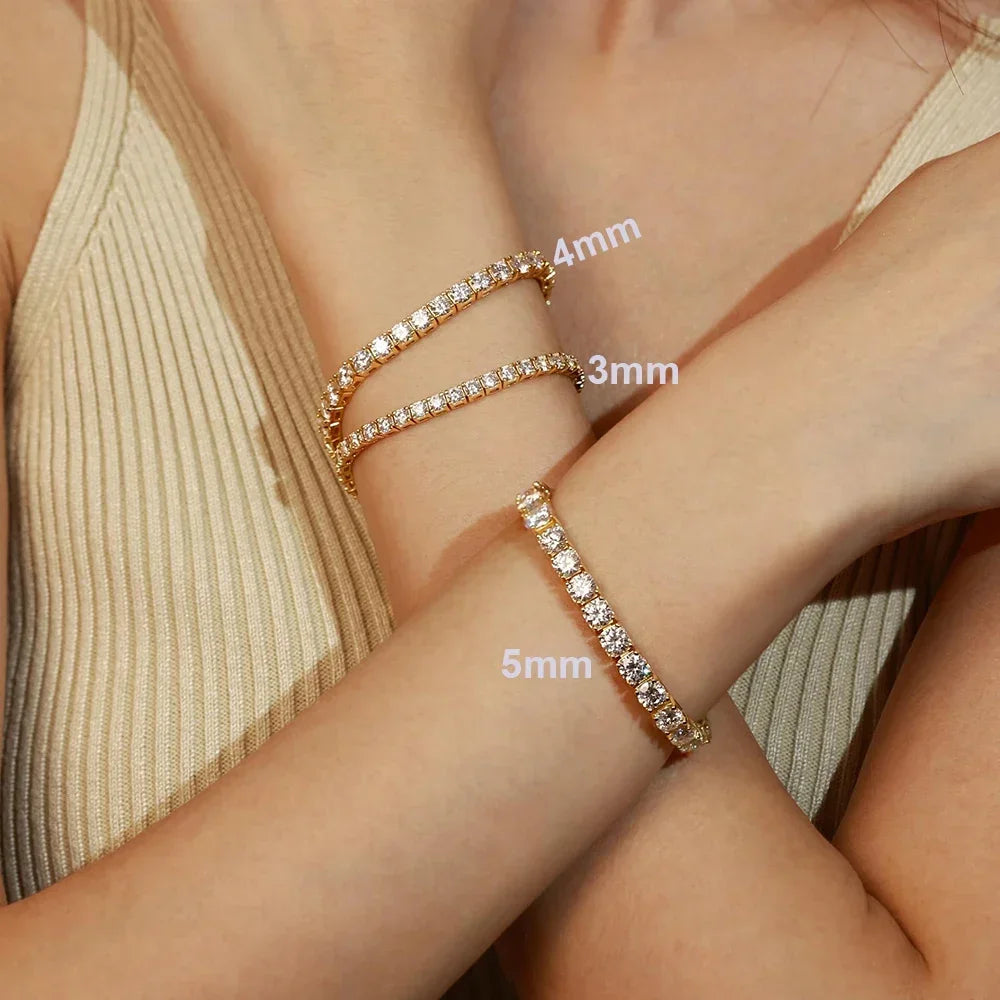 Real Moissanite Tennis Bracelets for Women Man 925 Sterling Silver Plated