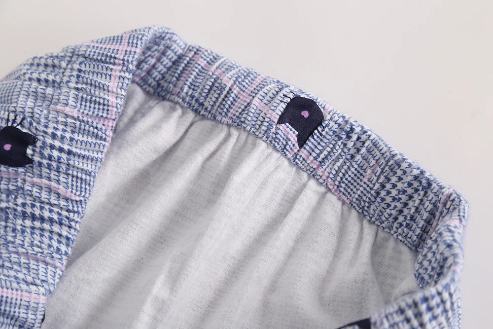 Plaid Design Multi Colors Warm Cotton Flannel Long-sleeved Trousers Pajamas Set for Men