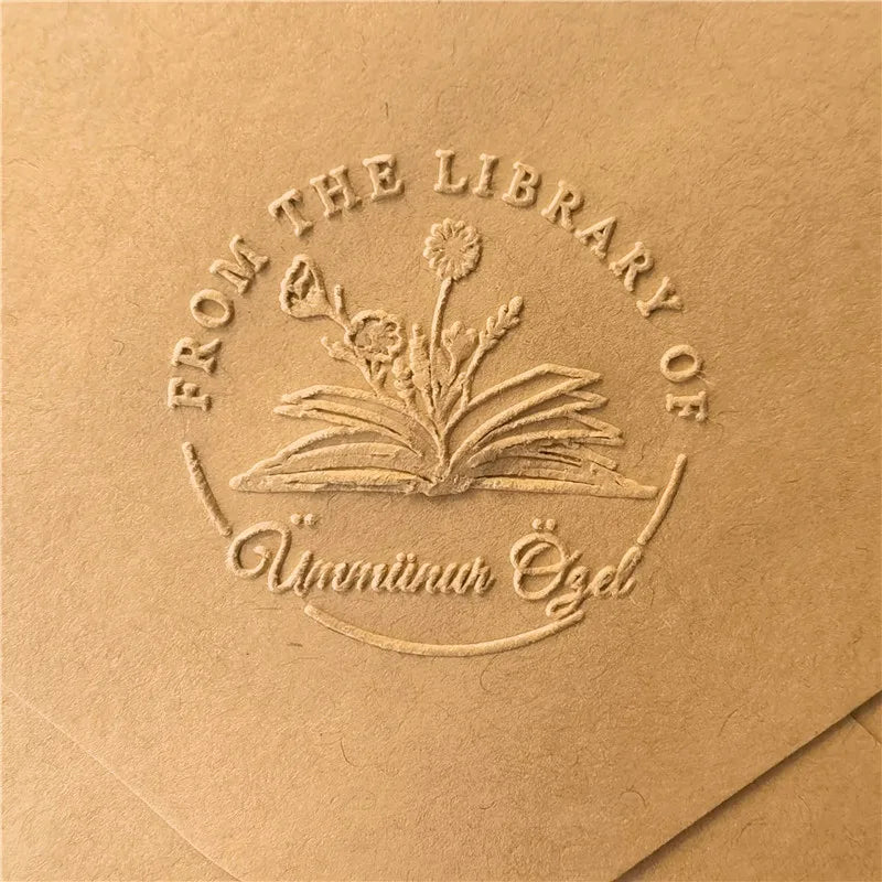 Custom Initials Embosser stamp,Book Embosser Personalized Wedding Embossing Stamp, Address Stamp, Form the Library Embosser