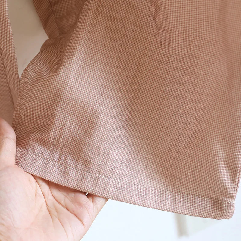 Comfortable Cotton Couples Pajamas Set for Autumn Color Woven Loose Long Sleeved Pants