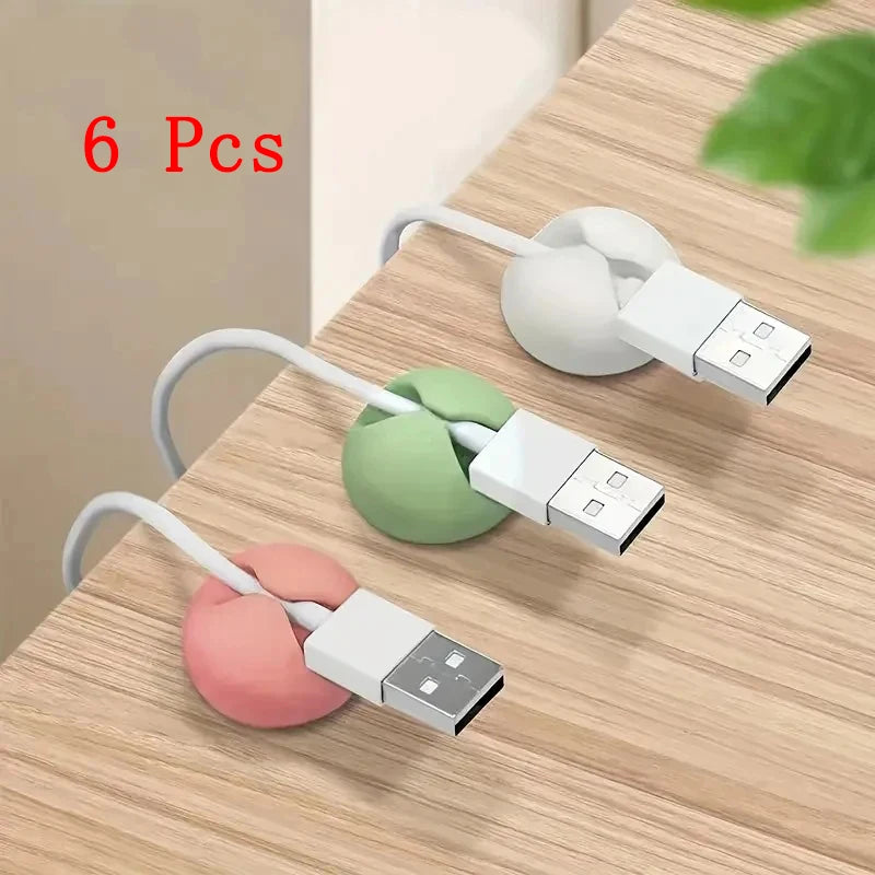 Cable Organizer Silicone USB Cable Management Clips Desktop Wire Manager Cord Holder For Headphone Earphone Mouse Bobbin Winder