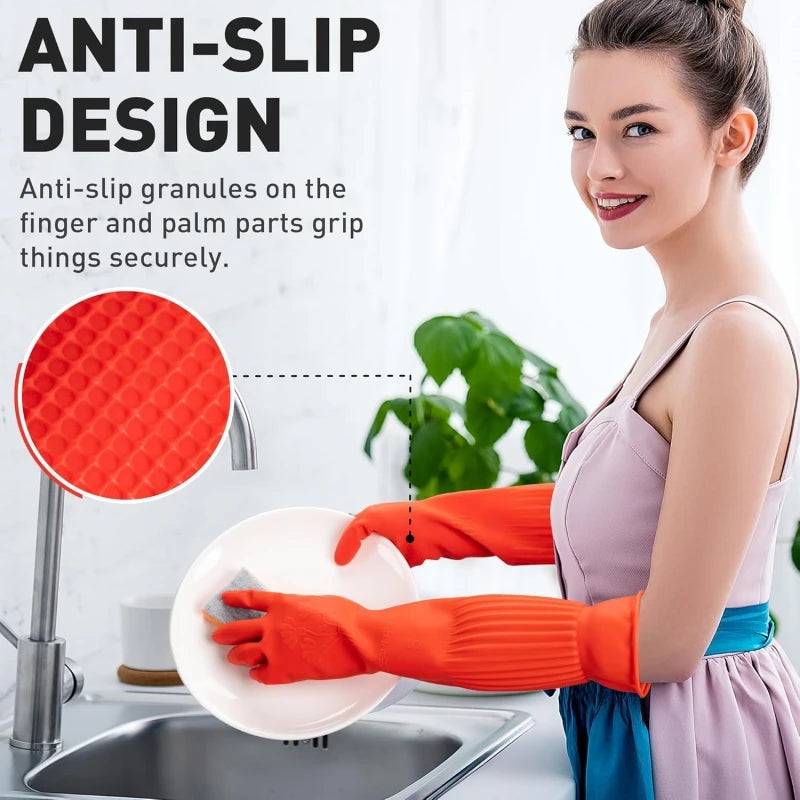 45CM Extra-Long Rubber Cleaning Gloves Non-Slip Reuseable Kitchen Washing Tools for Household Bathroom Dishwashing Latex Gloves