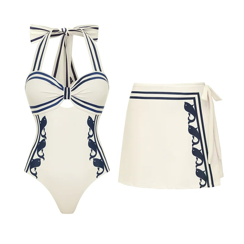 Sexy One Piece Swimsuit With Cover Up Hollow Swimwear