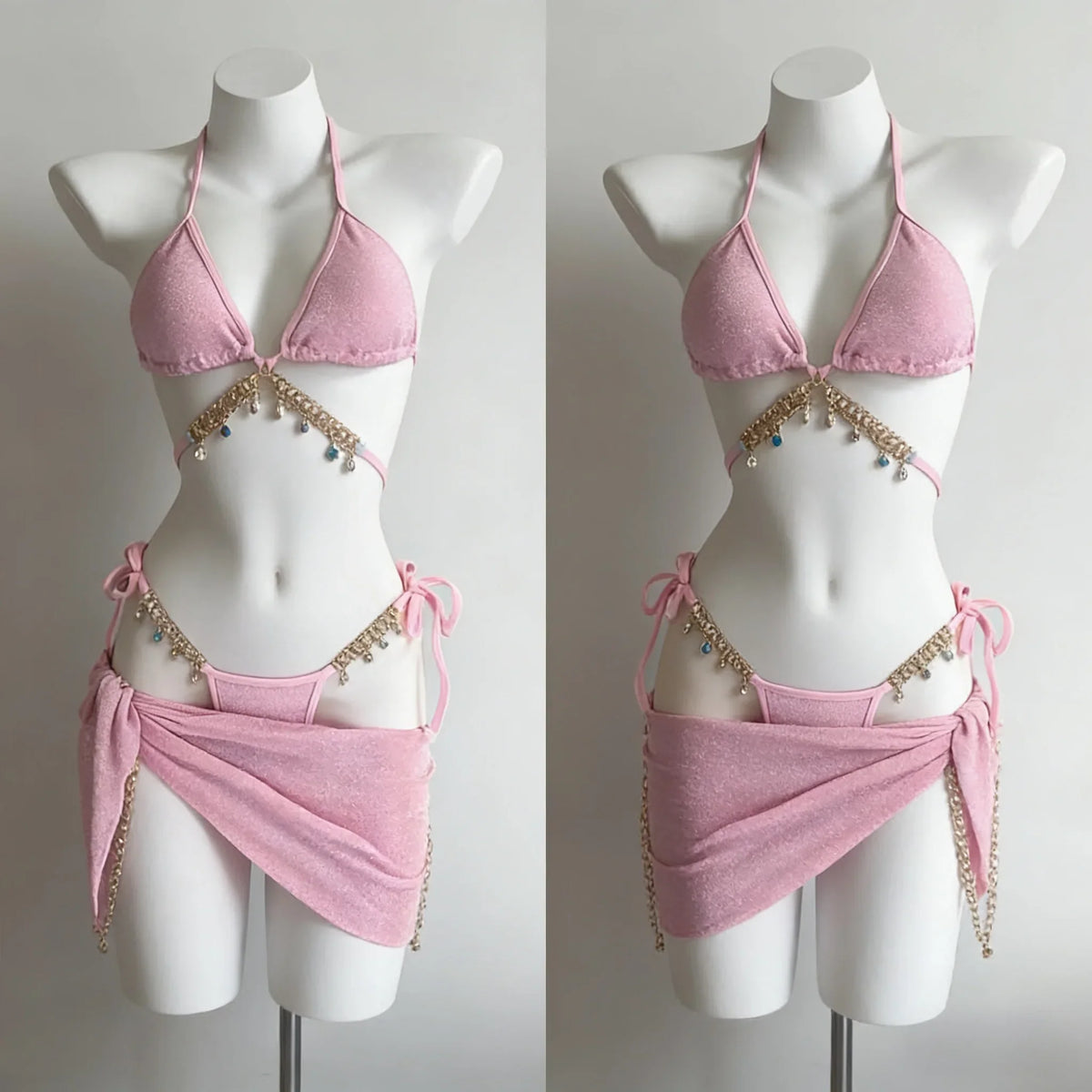 Fairy Sweet High Waist 4-Piece Split Bikini Set For Women 2026 - Print Trendy Swimwear Chic Beach Vacation Summer Party Fashion