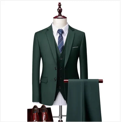 Men's 3 Piece Suit, Jacket Vest Trousers, Slim Fit Blazer Waistcoat Pants