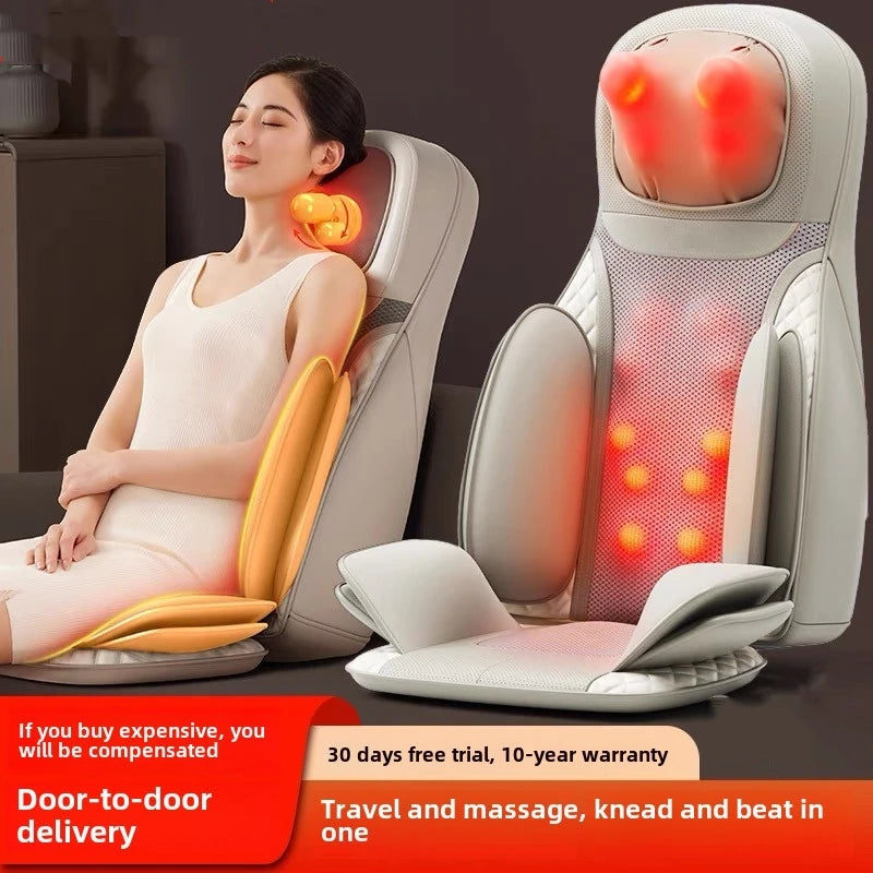 3D Massage cushion Shiatsu Neck & Back with Heat Full Back Rolling Massage Chair Pad with Height Adjustment Airbags Waist Hips
