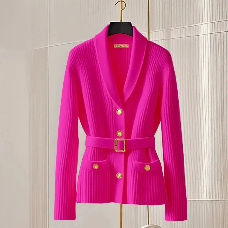 Women V-Neck Cardigan Slim Knitted Sweaters Jacket