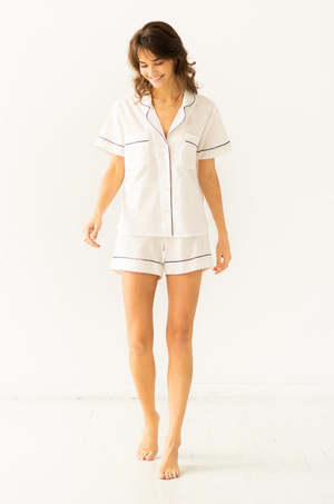 Classic Shorties Pajamas in Woven Cotton
