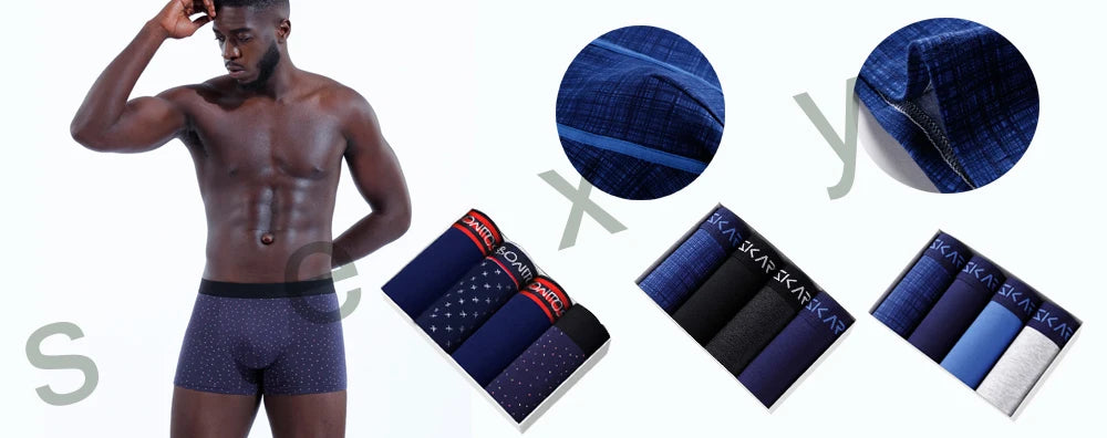 4pcs Men Underwear Cotton Boxer Shorts