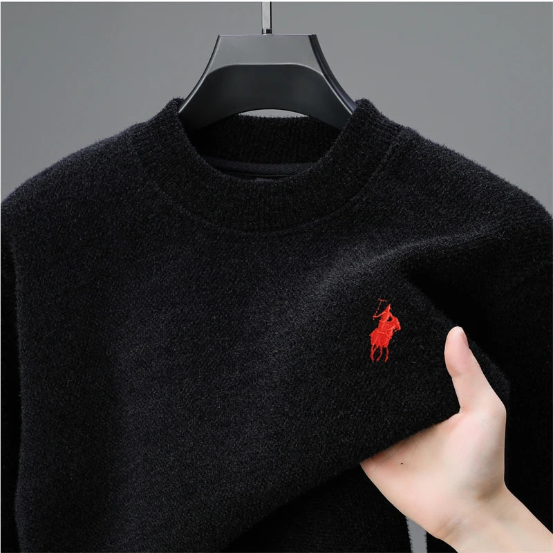 Men's Round Neck Think Knitted Pullover Winter Sweater