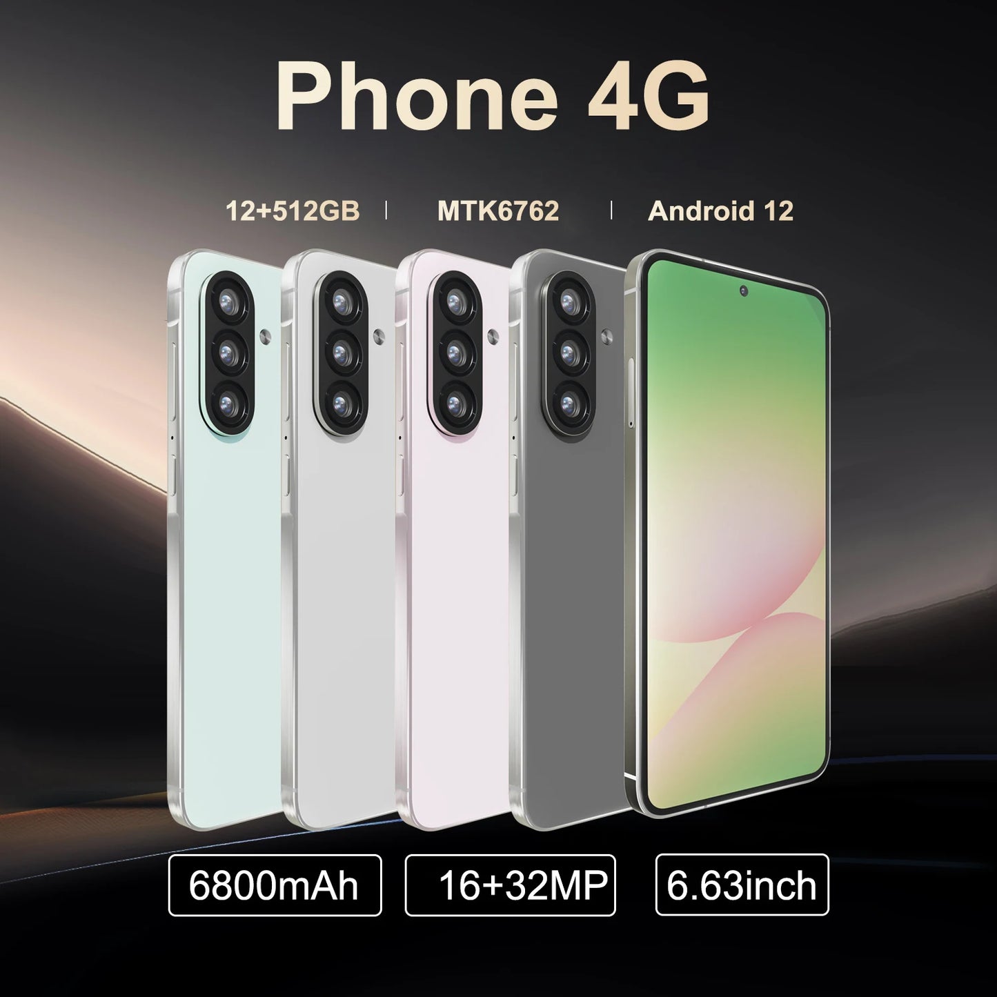 FUFFI-A56,Smartphone Android,6.63 inch,8+128GB ROM,4G Network,16+32MP Camera,Mobile phones,Dual SIM,6800mAh,Cellphones