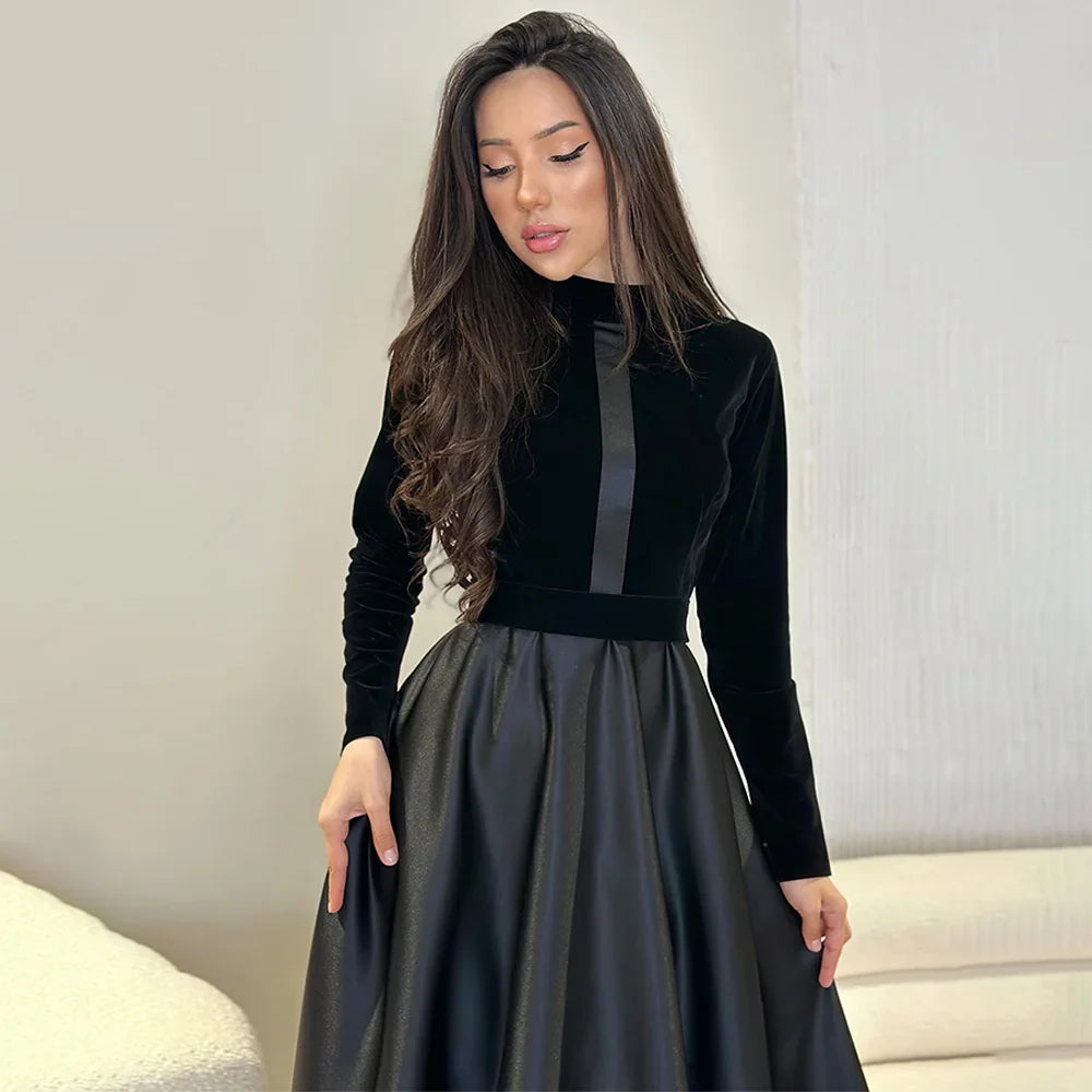 Casual Solid Long Sleeve Velvet Slim Sexy Waist Dress for Women