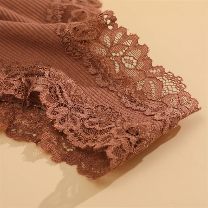 5Pcs/set Women Cotton Panties Floral Lace Intimate Underwear S-XL