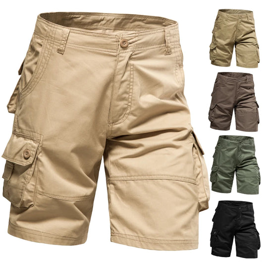 Men's Shorts Loose Large Size Multi-Pocket Overalls Summer Cotton Comfortable Short Pants Outdoor Casual Sports Beach Pants
