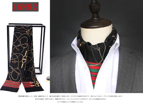 Men's silk scarves British strip printed narrow scarf suit decorative