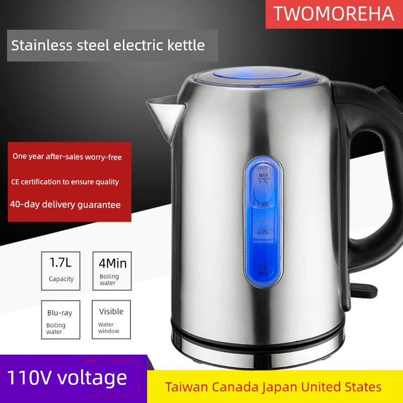 110V Cross-Border Electric Kettle Household Water Boiling Kettle Automatic Power off Integrated 304 Stainless Steel Genuine Goods Large Capacity