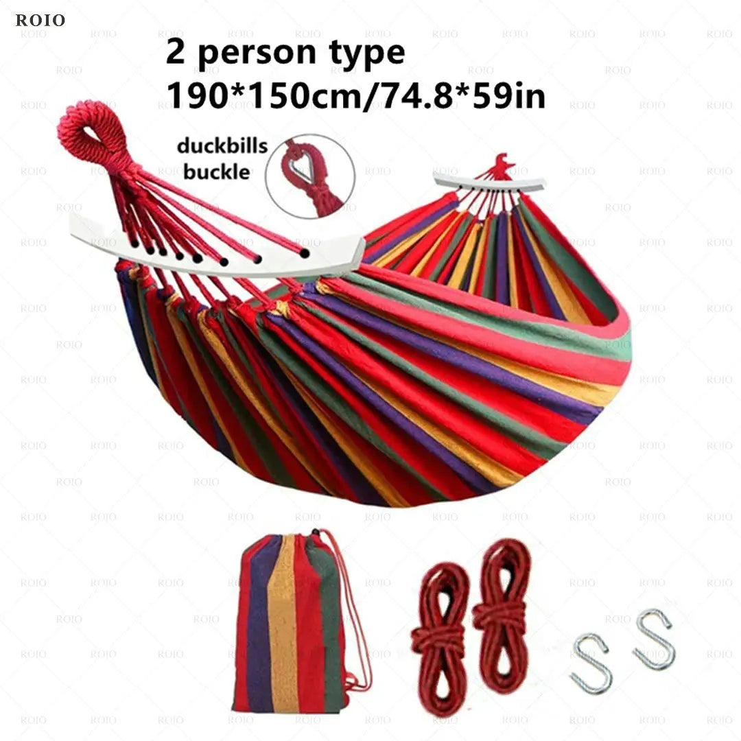 Outdoor Camping Hammock Thickened Durable Fabric Canvas with Bag