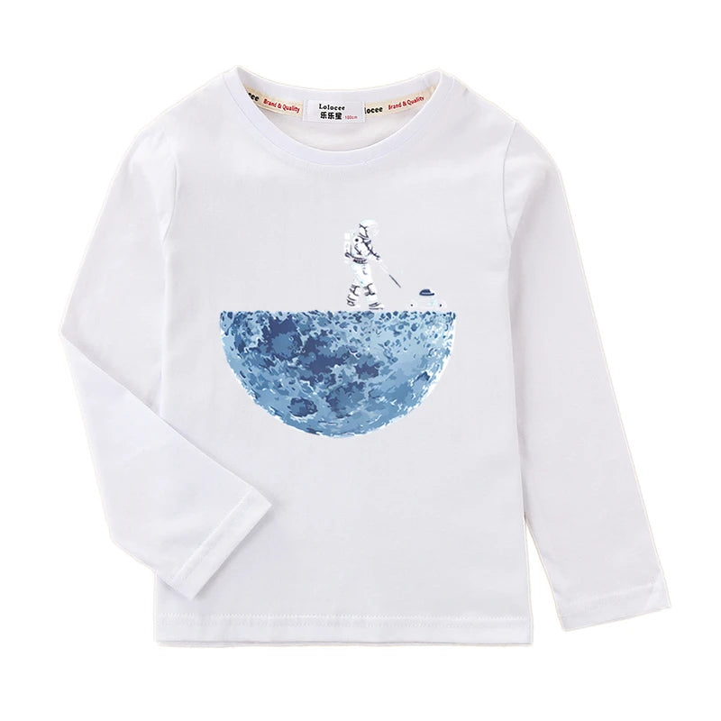 Boys Cotton Long Sleeved T-Shirt Spaceman