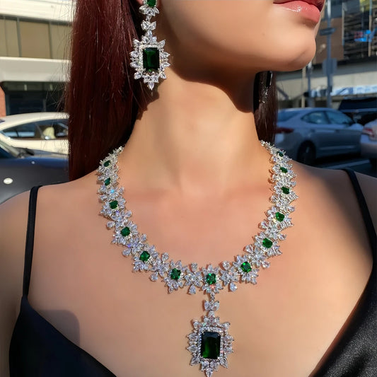 Luxury Jewelry Set Zircon High Quality Necklace Earrings Set Adjustable Banquet