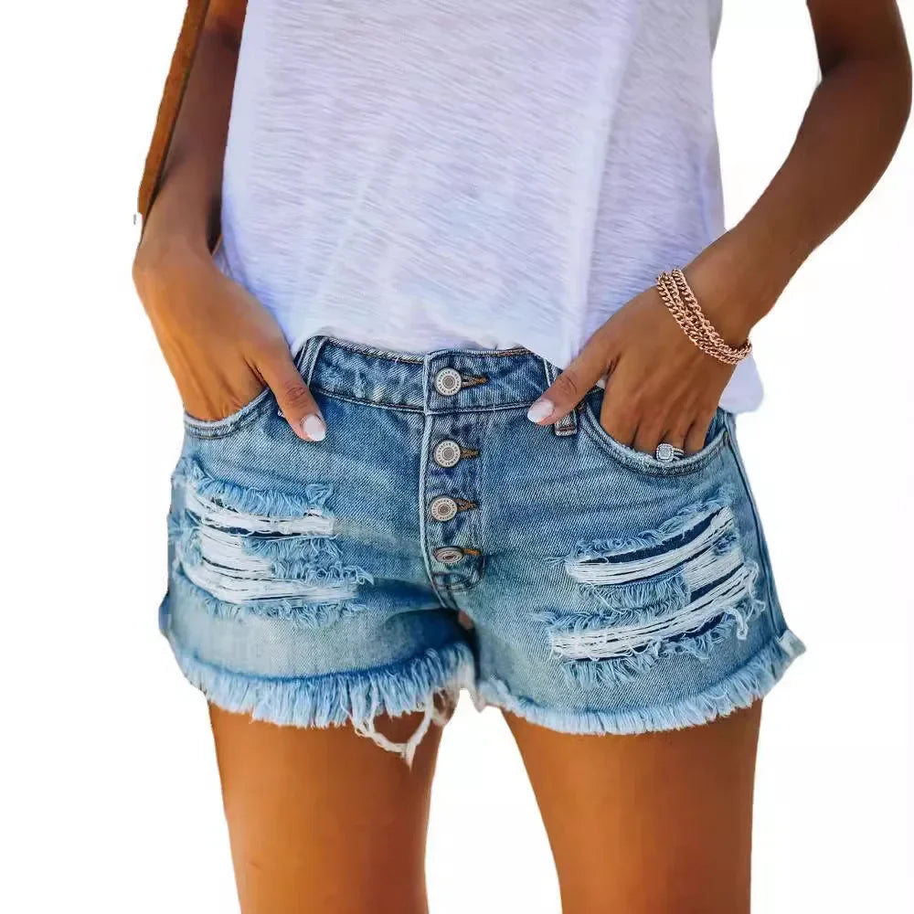 Ripped Vintage Denim Women Jeans Shorts