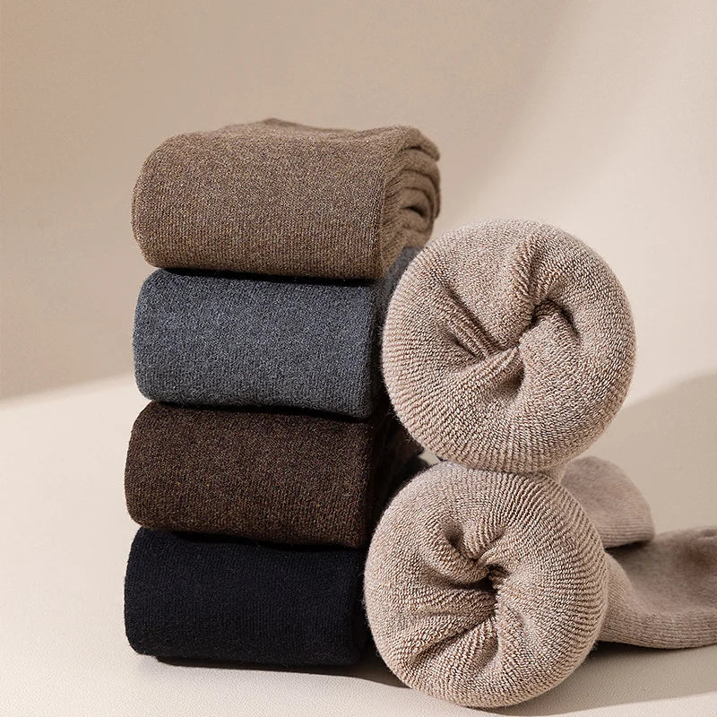 Women's Winter Warm Long Stockings Thick Thermal Cotton Terry Solid Breathable Knee High Socks