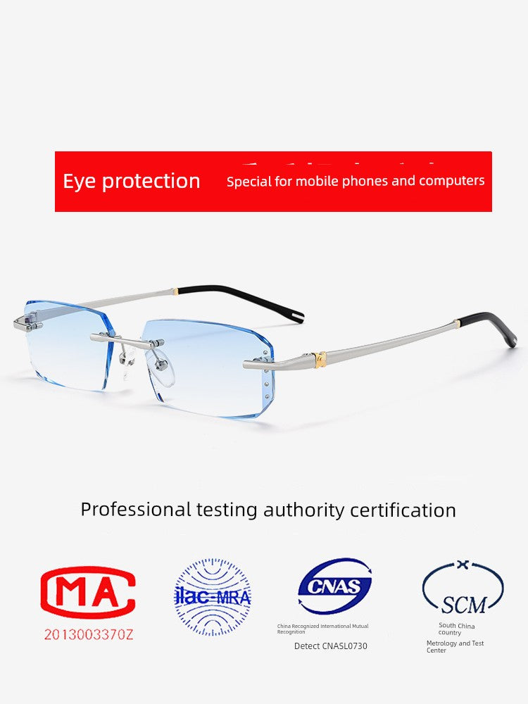 Anti-Radiation Glasses Men's Plain Anti Blue-Ray Finished Products Watch Mobile Phone with Myopia Frameless without Degrees Eye Protection
