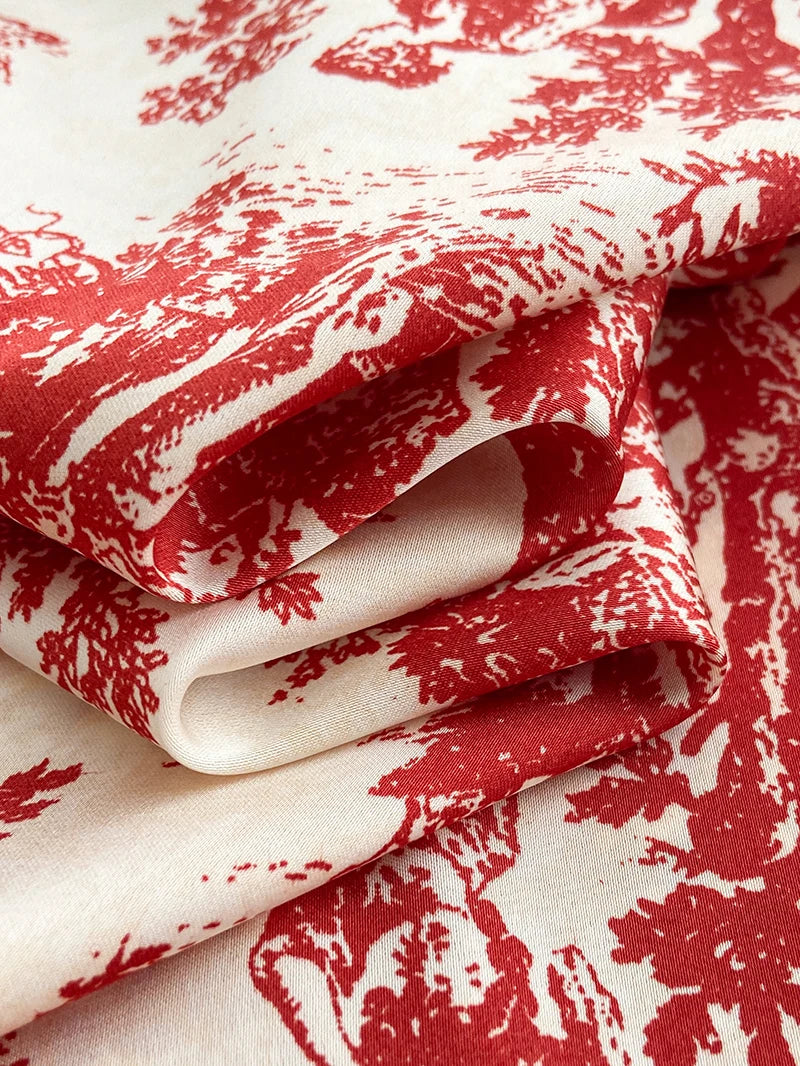 Silk Satin Print Long Sleeve Pajamas Suit Women Sleepwear Set