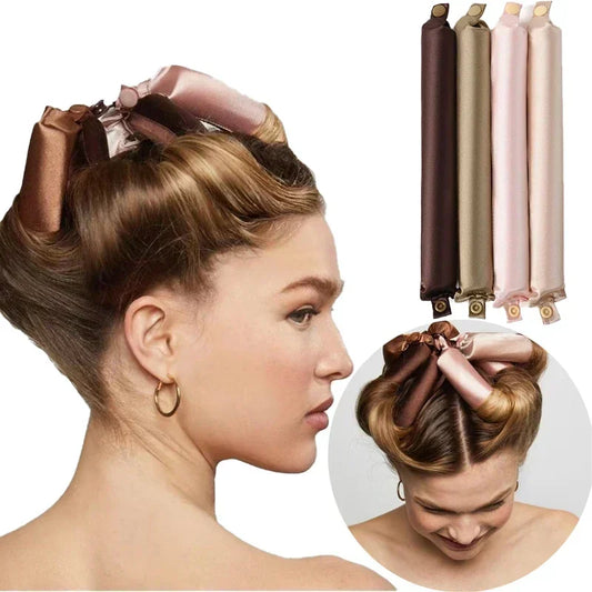 Heatless No Heat Hair Rollers Satin Curling Rod Soft Curlers Sleeping Flex Rods Styling Tools