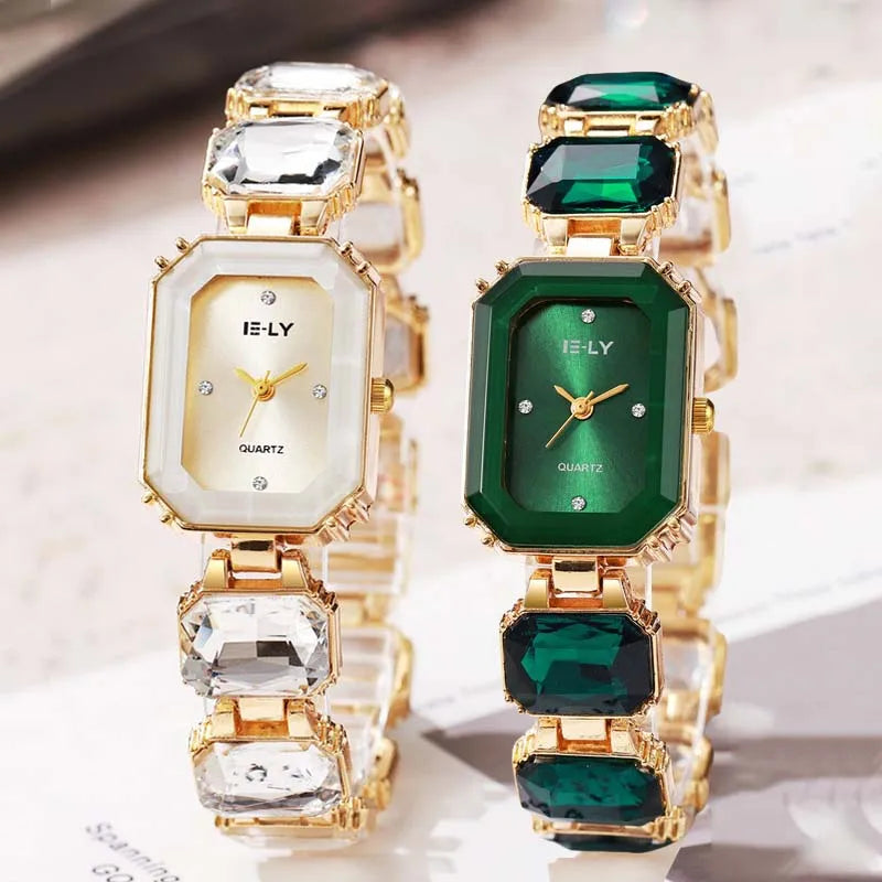 Women Watch Big Diamond Bracelet Strap Quartz