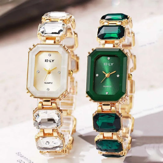 Women Watch Big Diamond Bracelet Strap Quartz