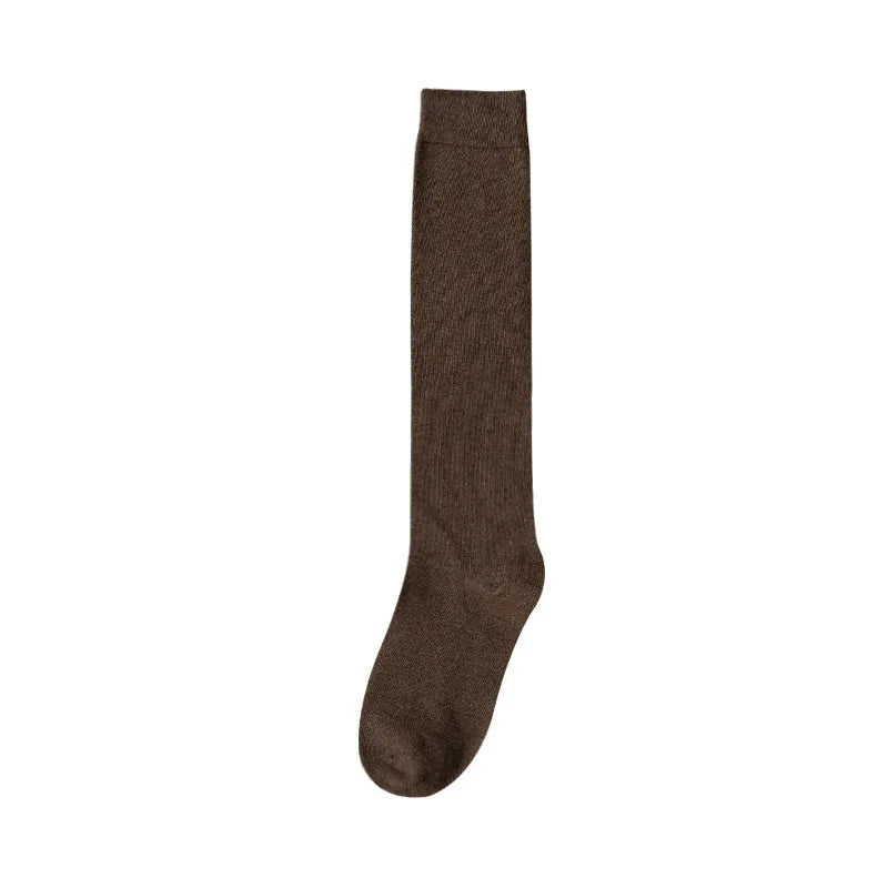 Women Organic Cotton Solid Warm Socks Thigh High Knee