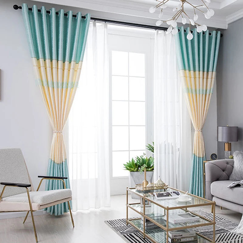 Dreamwood-Jacquard Polyester Curtain, Embroidered Double Craft Curtains, Striped Blackout, Bedroom, Living Room, New Luxury