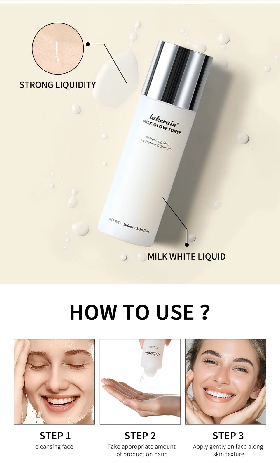 Milk Toner & Moisturizing Lotion Set Long Lasting Hydrating Oil Control Soothing Skin SPF10 Sunscreen Suitable For All Skin Type